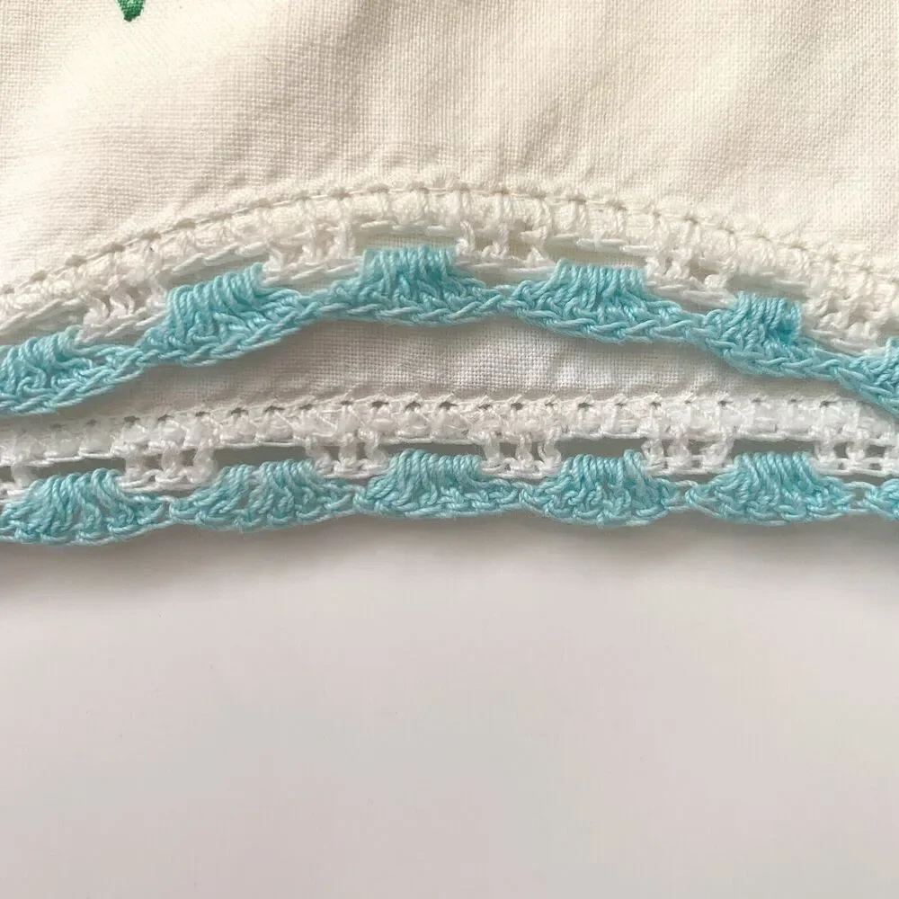 Hand Paint Liquid Embroider Pillowcase Pansy Crochet Lace Shabby Décor Cottage